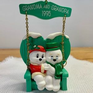 1995 Grandma & Grandpa Christmas Ornament Vintage American Greetings. Snowmen